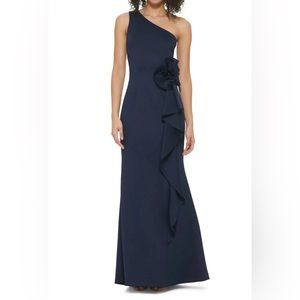 New! Jessica Howard 
Women's One-Shoulder Cascade-Ruffle Dress navy size 14